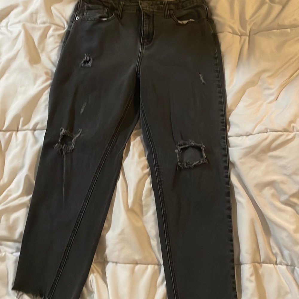 High rise,mom jeans,blackish grey